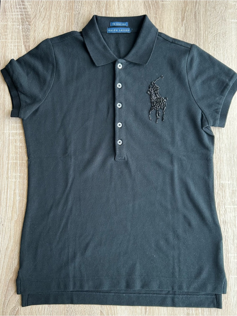 Ralph Lauren Skinny Polo Black Beaded S Small
